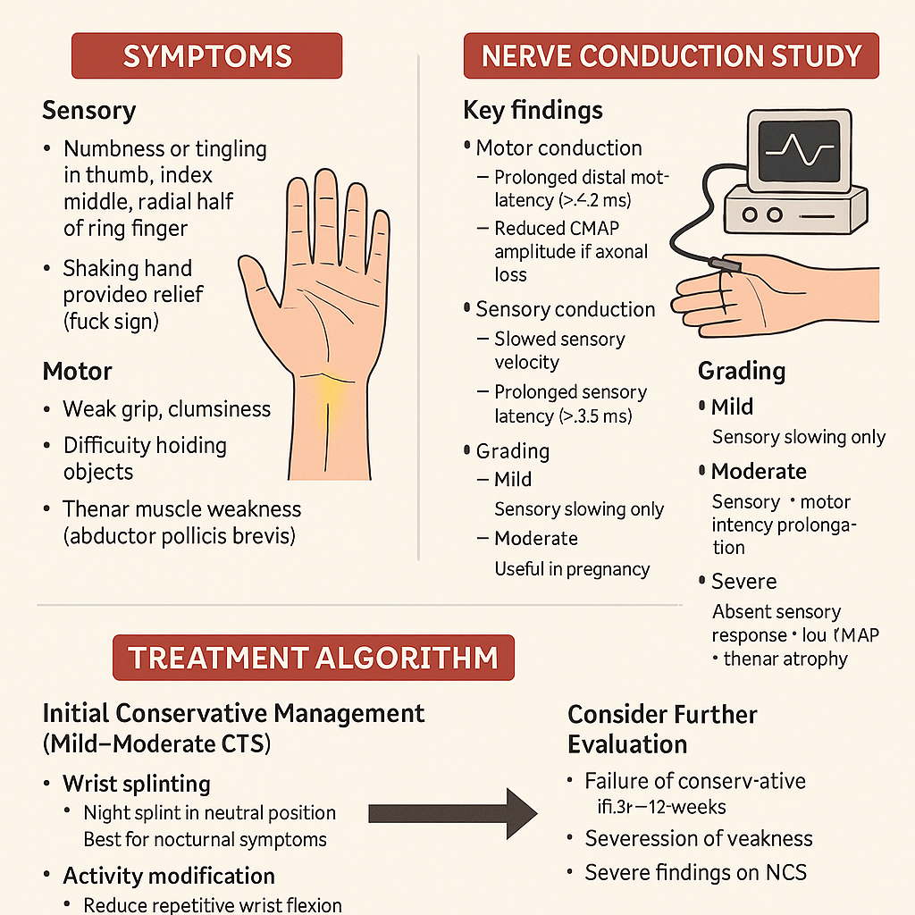Carpal Tunnel Syndrome: Symptoms, Nerve Conduction Study & Treatment Algorithm - Orthopedics