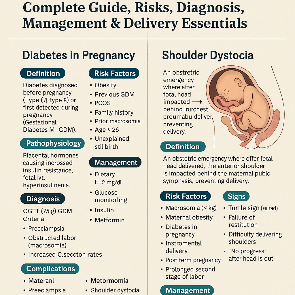 Diabetes in Pregnancy & Shoulder Dystocia – Complete Guide, Risks, Diagnosis, Management & Delivery Essentials - OBSTETRICS AND GYNAECOLOGY