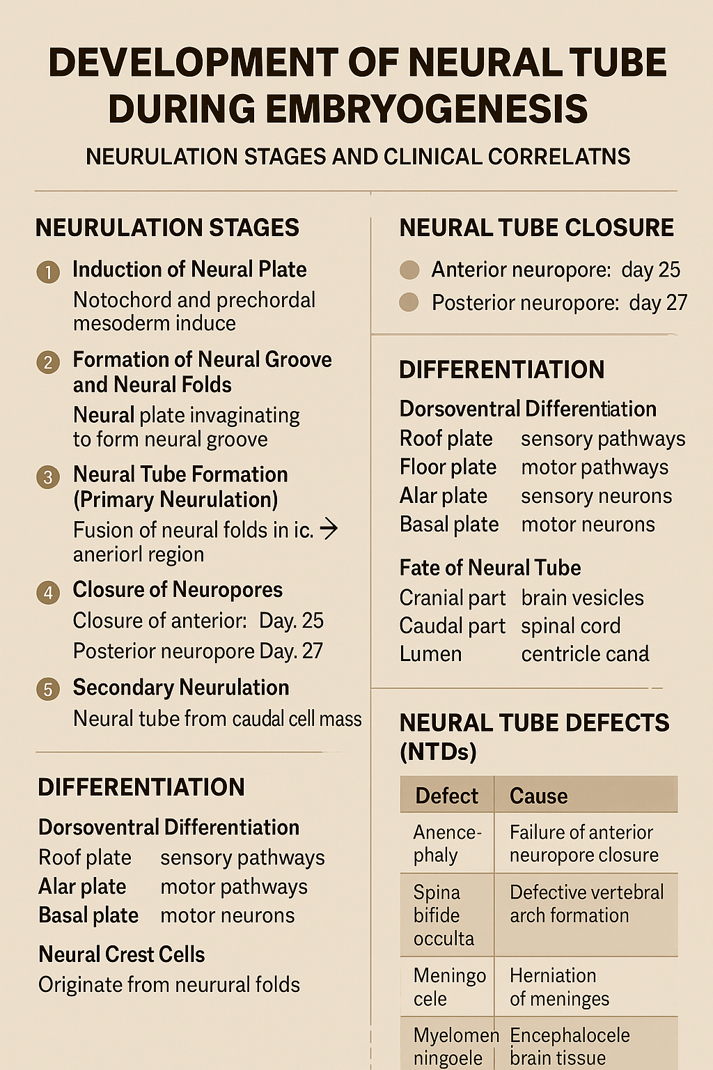 Development of Neural Tube During Embryogenesis Neurulation Stages and Clinical Correlation - ANATOMY