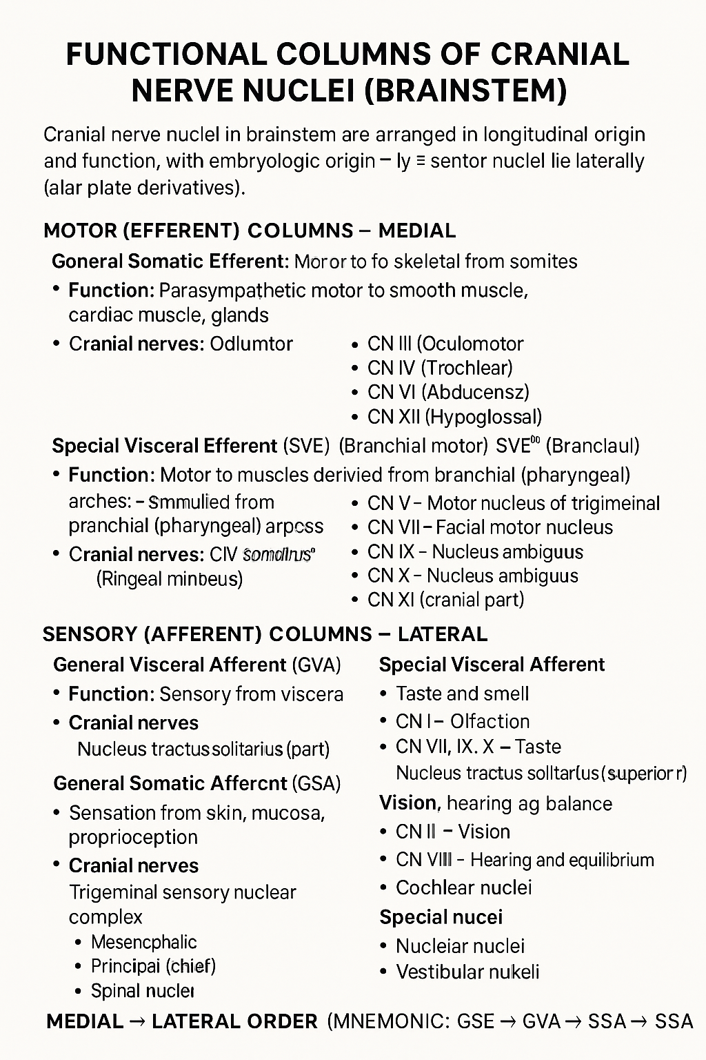 Functional Columns of Cranial Nerve Nuclei in Brainstem - ANATOMY
